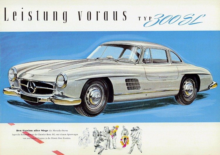 300SL Gullwing - German illustrated advertisement.