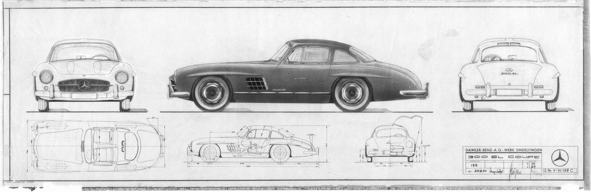 Mercedes-Benz 300SL Blueprints and Design Sketches
